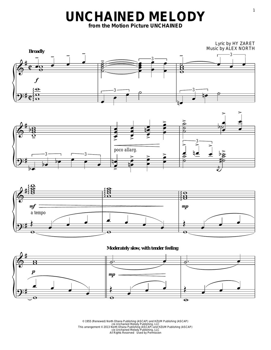 Unchained Melody Piano Solo scores gallery preview page 1