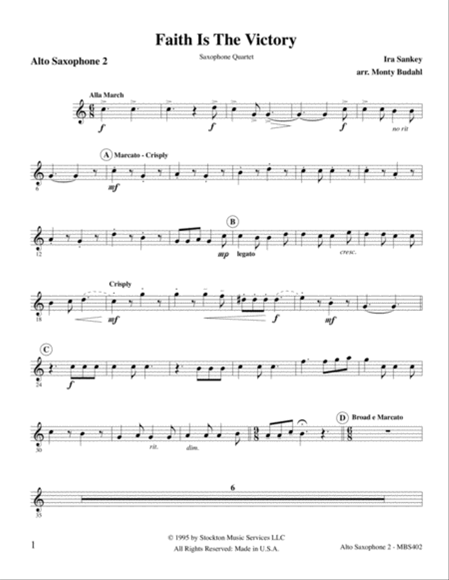 Faith Is The Victory Saxophone Quartet scores gallery preview page 8