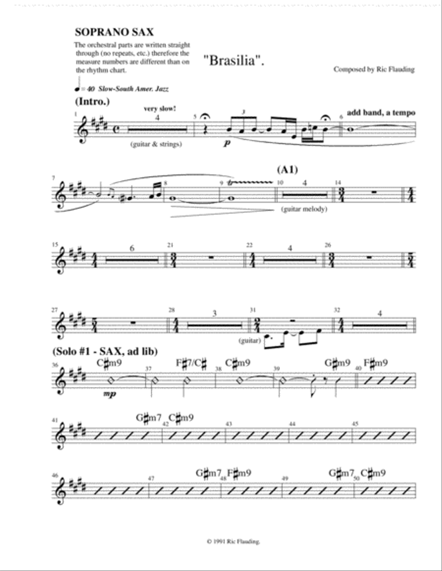 Brasilia (Lead Sheet & Parts) Guitar Ensemble scores gallery preview page 5
