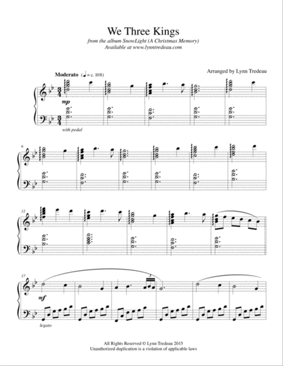 We Three Kings Piano Solo scores gallery preview page 1