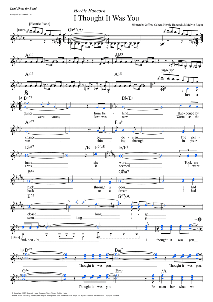 I Thought It Was You I Thought It Was You Piano Solo scores gallery preview page 1