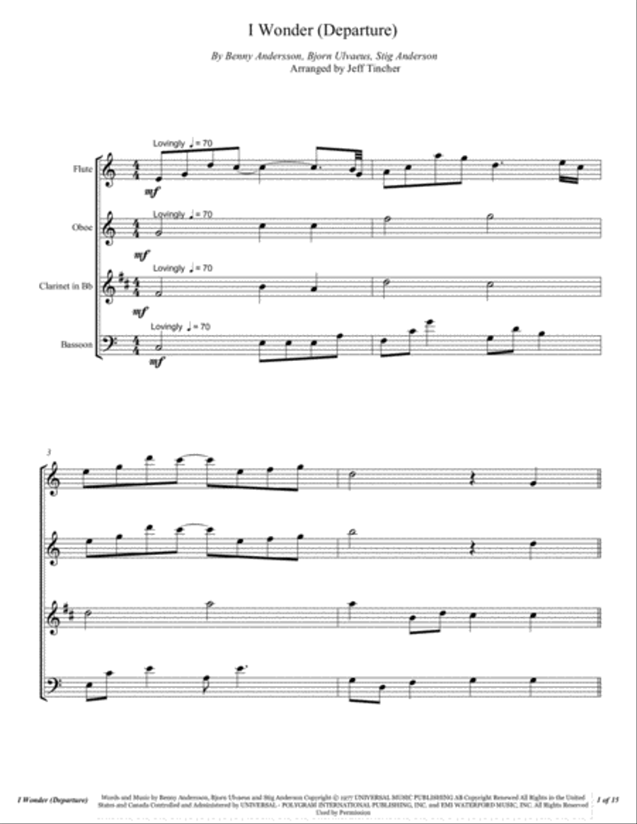 I Wonder Woodwind Quartet scores gallery preview page 2