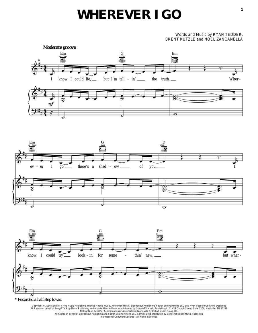 Wherever I Go Wherever I Go Piano, Vocal, Guitar scores gallery preview page 1