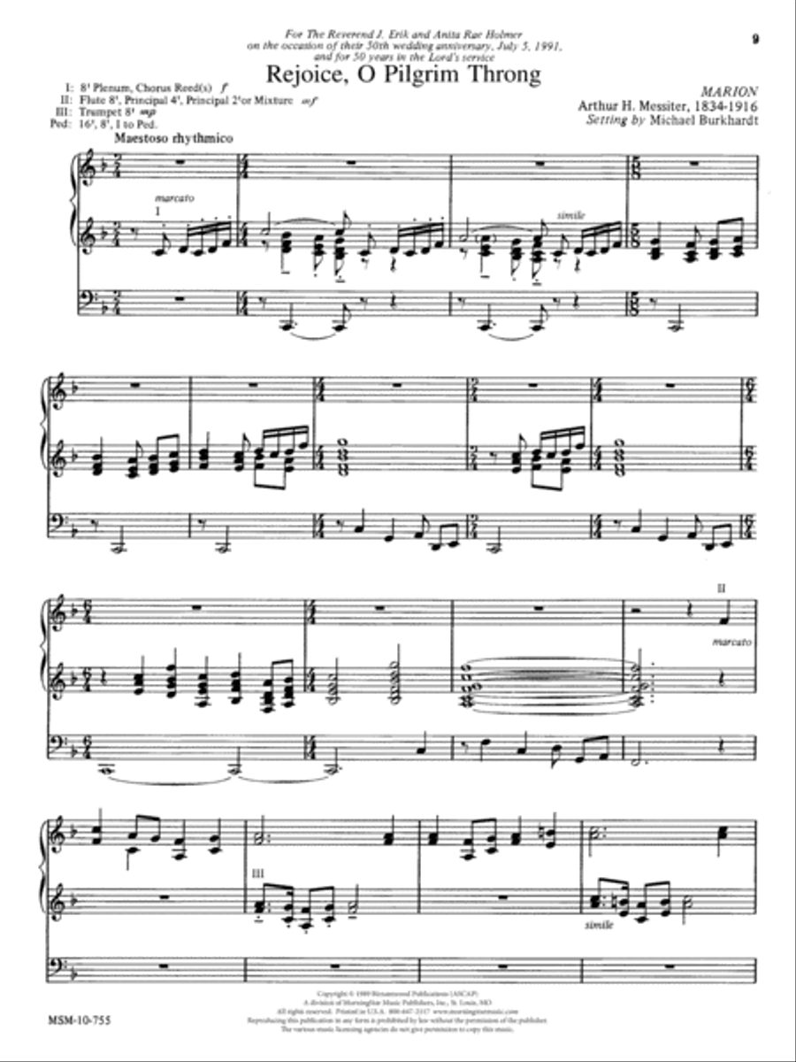 Rejoice, O Pilgrim Throng Organ scores gallery preview page 1