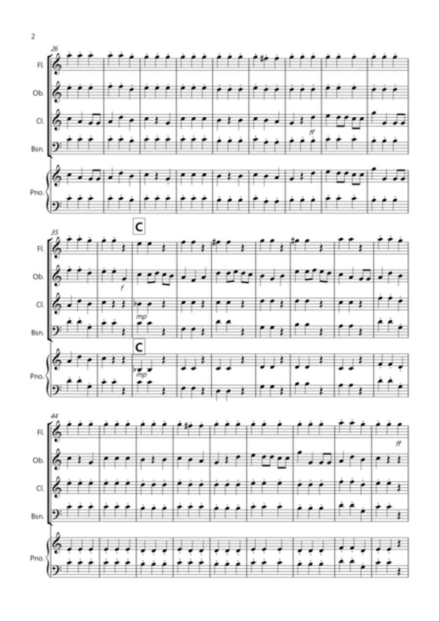 We wish you a Merry Christmas for Wind Quartet Woodwind Quartet scores gallery preview page 2