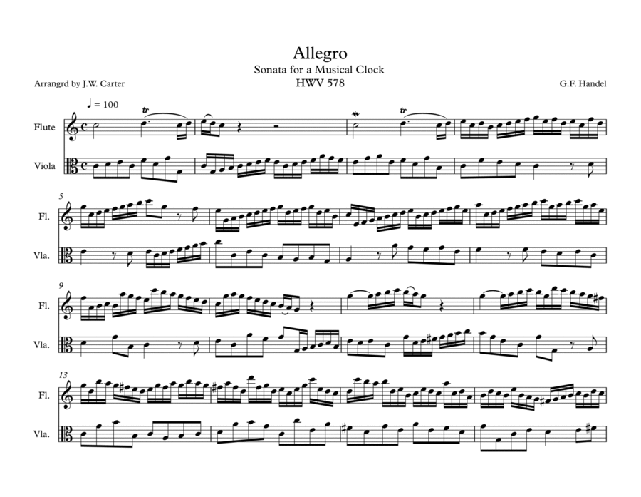 Allegro, HWV 578 for Flute & Viola Duet image number null