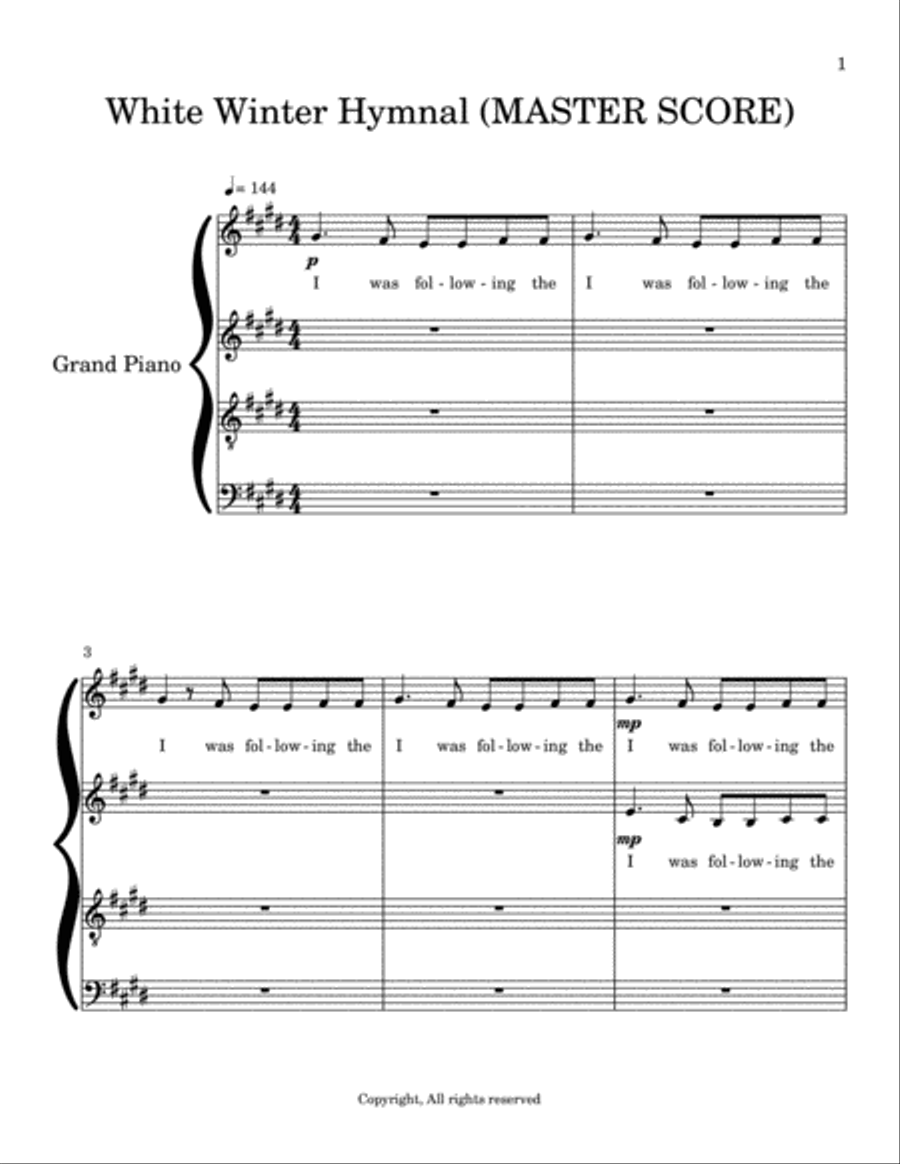 White Winter Hymnal (A Capella Arrangement) 4-Part scores gallery preview page 1