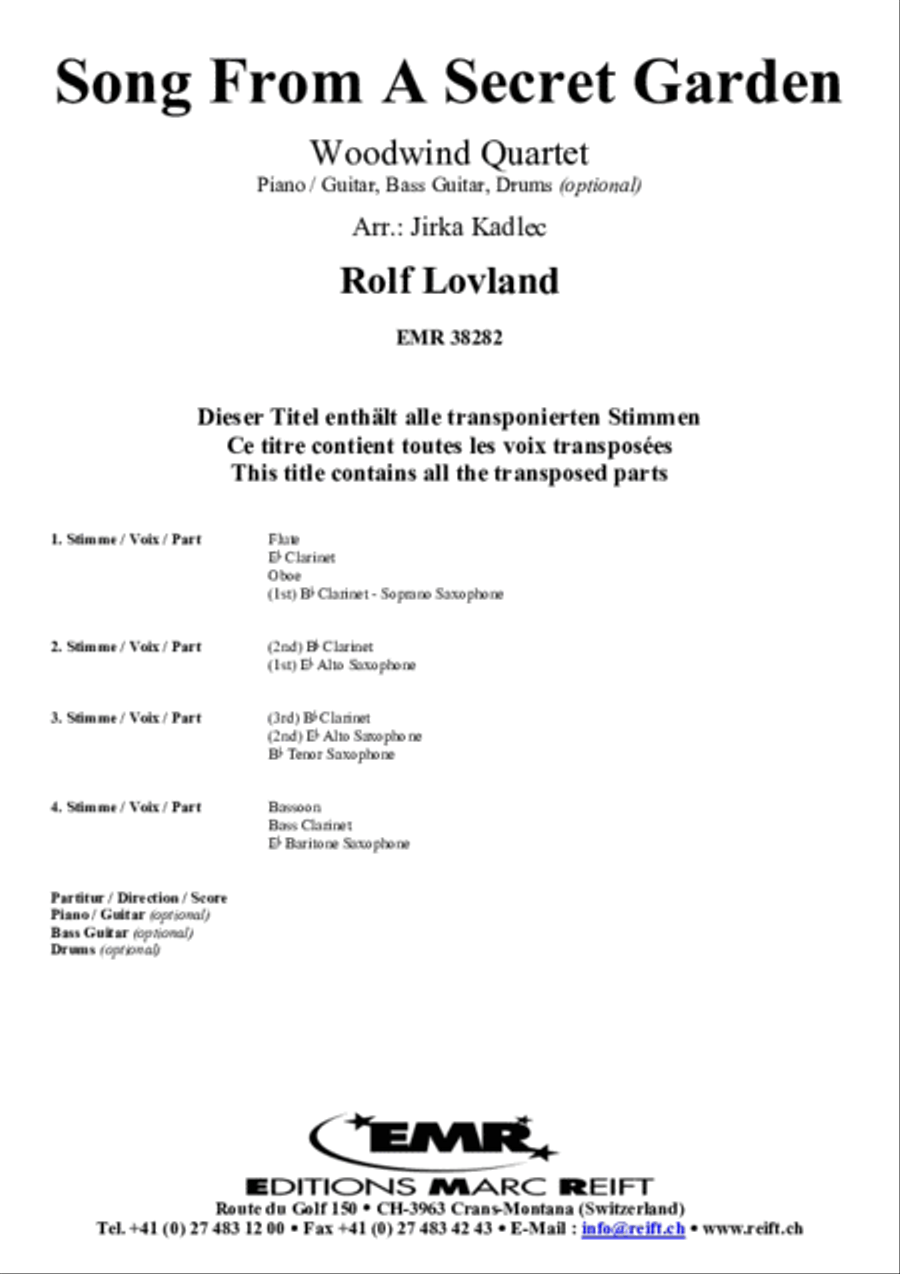 Song From A Secret Garden Woodwind Quartet scores gallery preview page 2