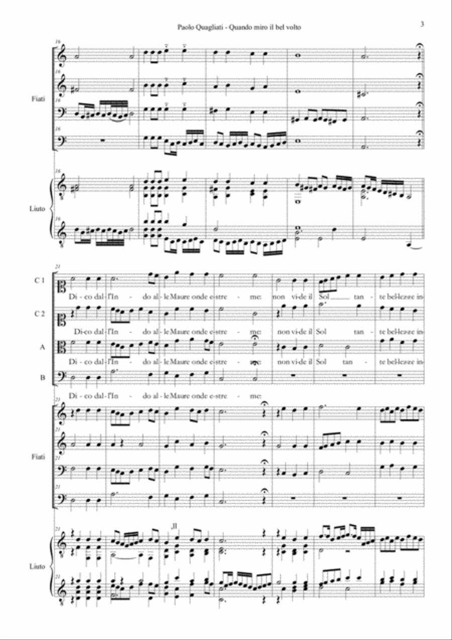 Paolo Quagliati (1555-1628) - Quando miro il bel volto 4-Part scores gallery preview page 3