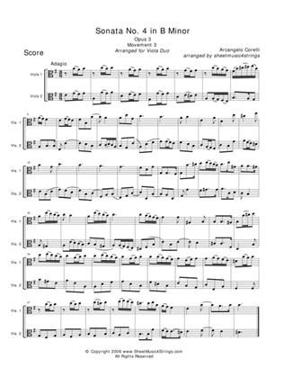Corelli, A. - Sonata No. 4 (Mvt. 3) for Two Violas