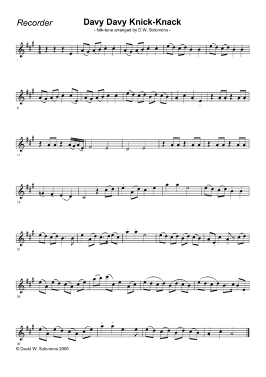 Variations on Davy Davy Knick Knack (Trio for Soprano Recorder, Violin & Guitar) Soprano Recorder scores gallery preview page 3