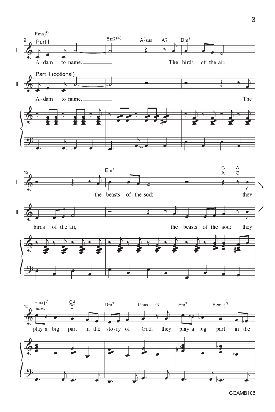 God Made the Animals - Unison/Two-part Unison Choir scores gallery preview page 3