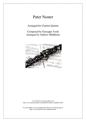 Book cover for Pater Noster arranged for Clarinet Quintet