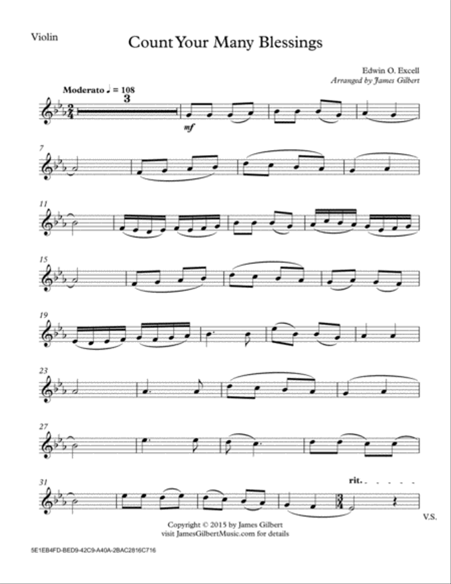 Count Your Many Blessings Violin Solo scores gallery preview page 4