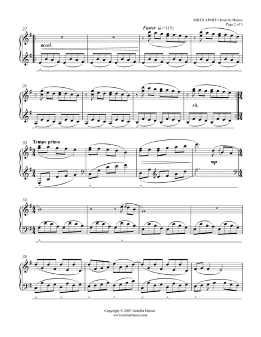 Miles Apart Piano Solo scores gallery preview page 2