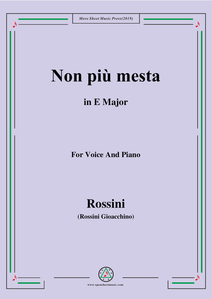 Rossini-Non,più mesta,from 'La Cenerentola',in E Major,for Voice and Piano Piano, Vocal scores gallery preview page 1