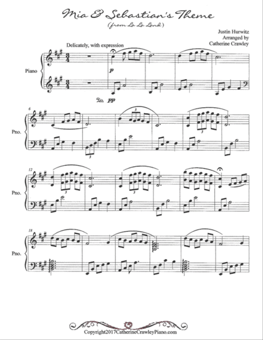 Mia & Sebastian's Theme Mia & Sebastian's Theme Piano Solo scores gallery preview page 1