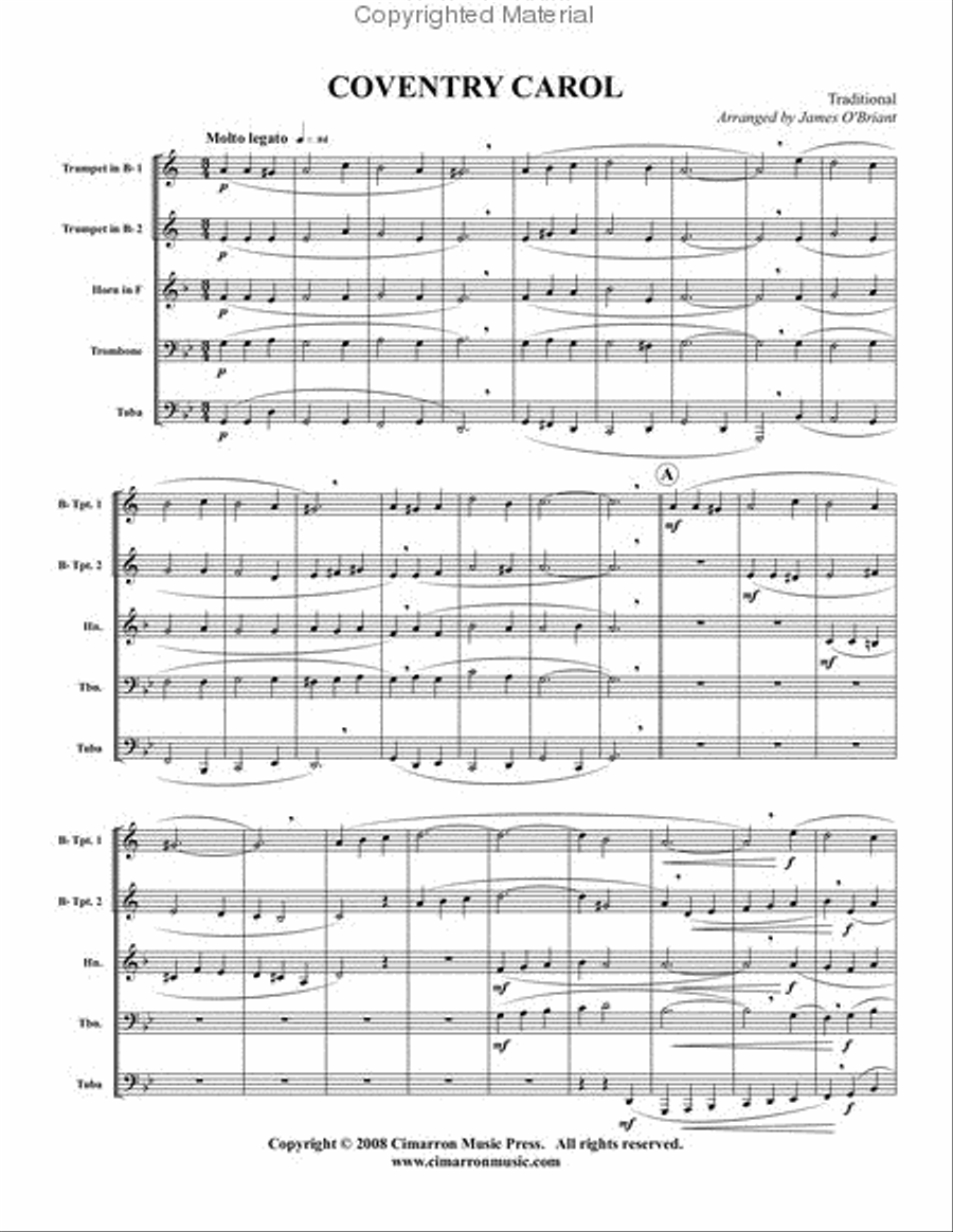 Coventry Carol Brass Quintet scores gallery preview page 2