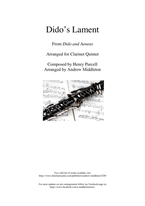 Dido's Lament arranged for Clarinet Quintet