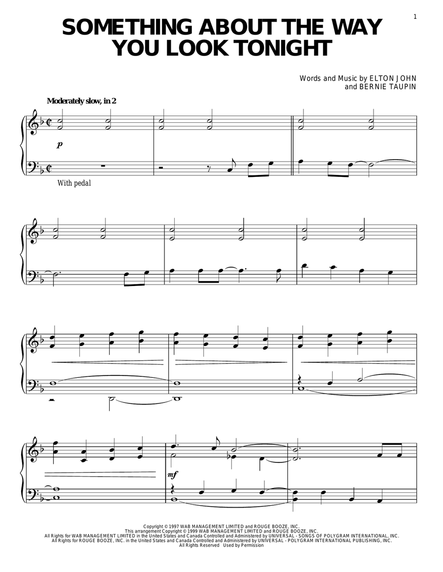 Something About The Way You Look Tonight Piano Solo scores gallery preview page 1