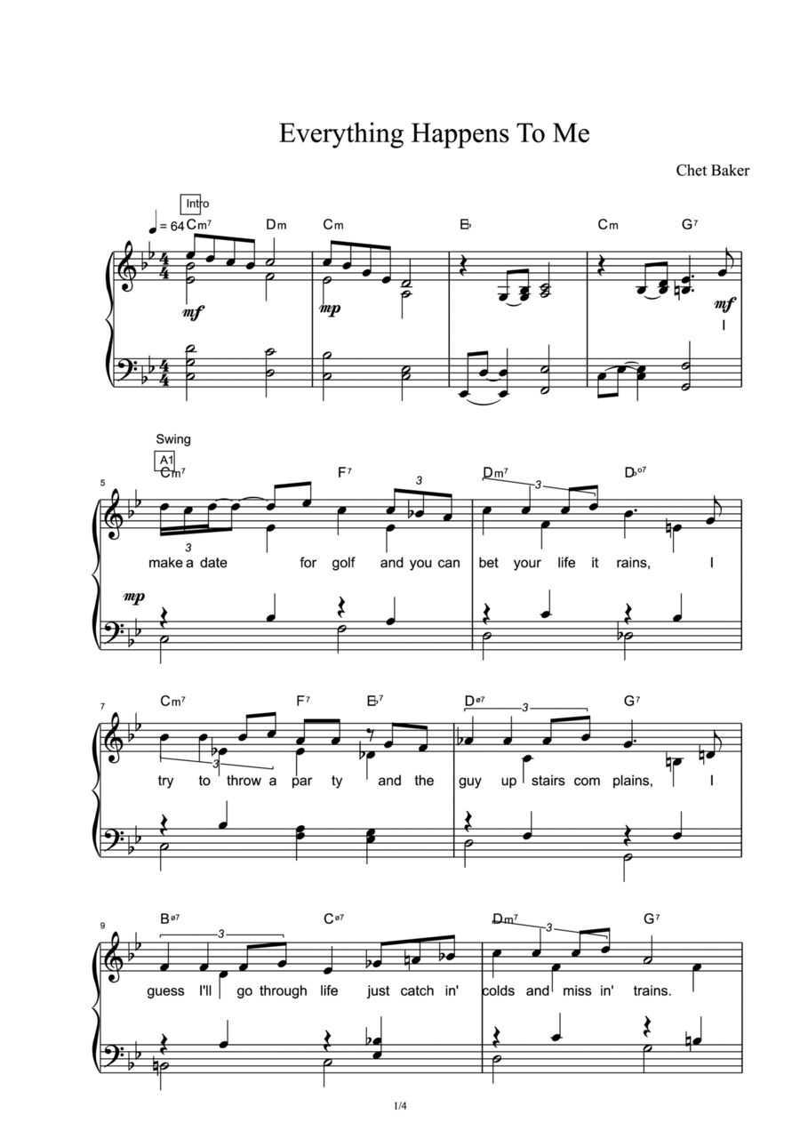 Everything Happens To Me Everything Happens To Me Piano Solo scores gallery preview page 1
