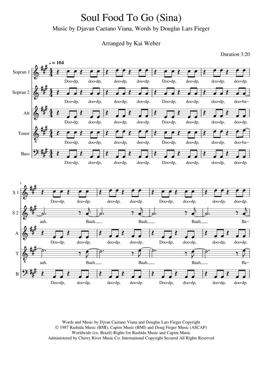 Soul Food To Go (sina) A Cappella scores gallery preview page 1