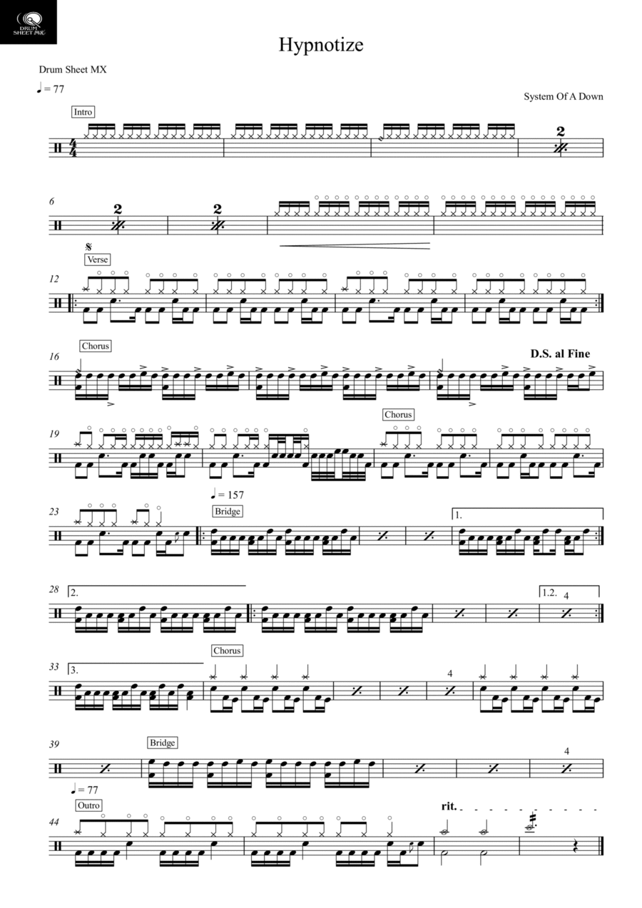Hypnotize Drum Set scores gallery preview page 1