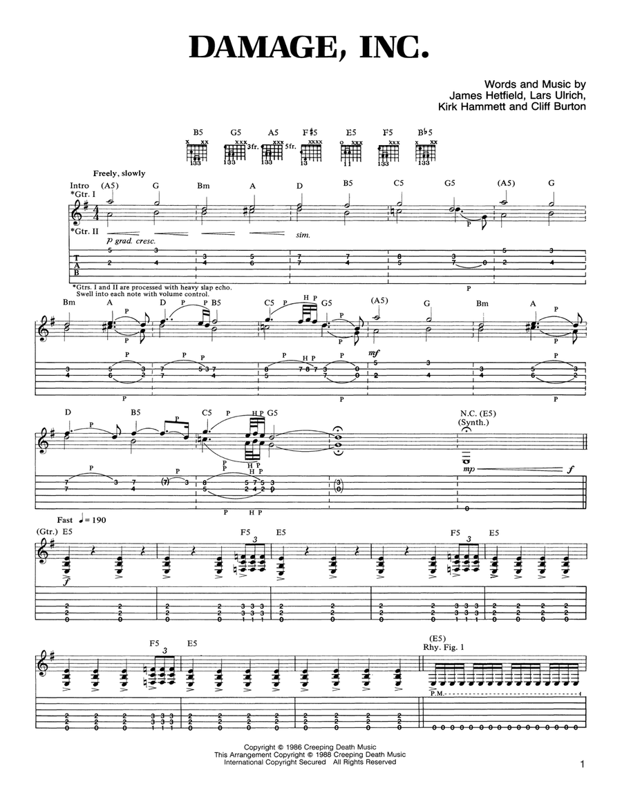 Damage, Inc. Acoustic Guitar scores gallery preview page 1