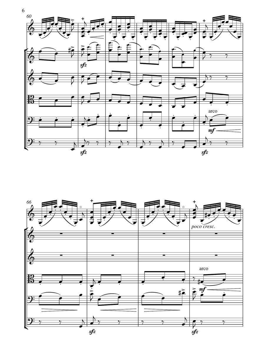 Manuel De Falla Spanish Dance (La Vida breve) arranged for solo violin and string Orchestra , Violin String Orchestra scores gallery preview page 6