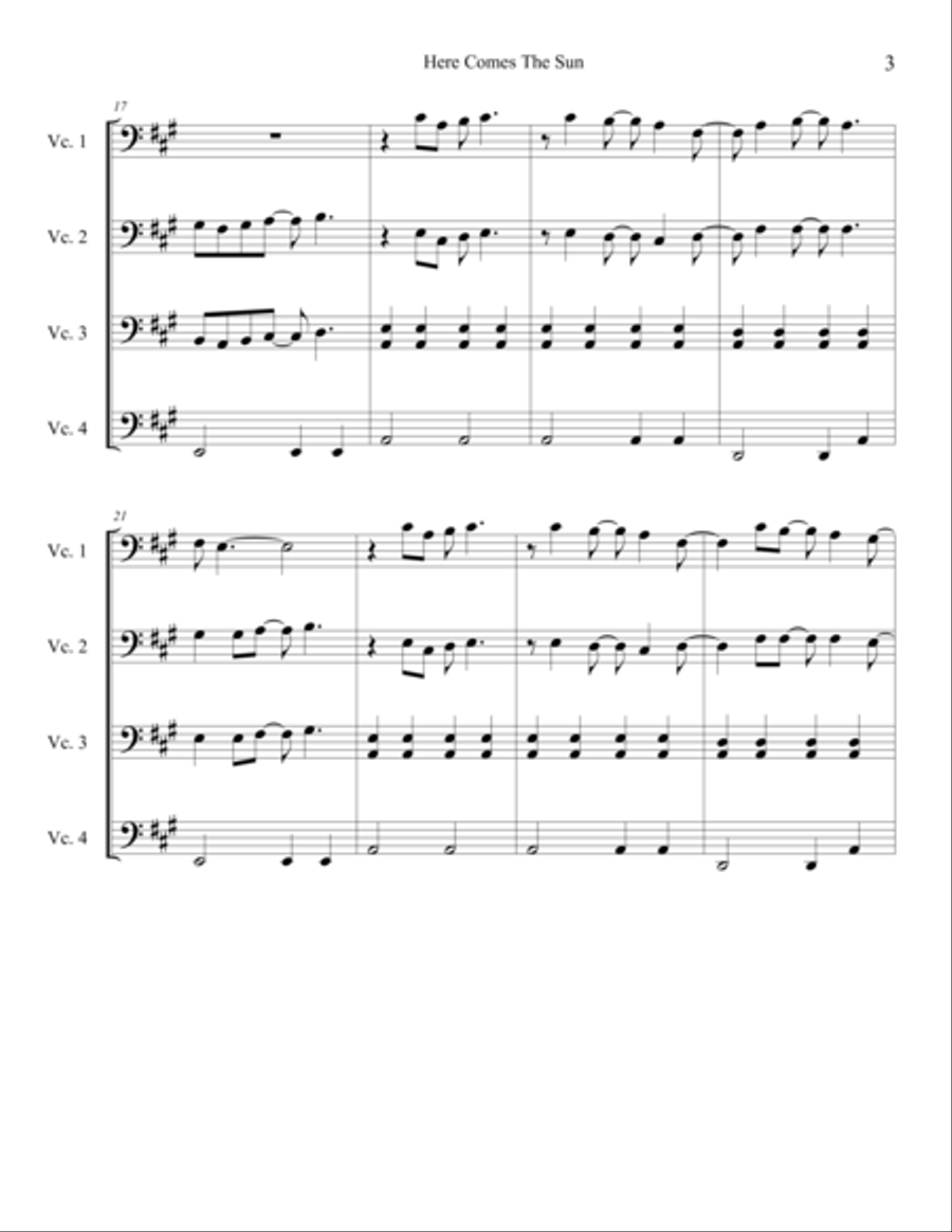 Here Comes The Sun Here Comes The Sun Cello scores gallery preview page 4