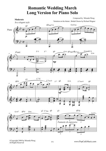 Romantic Wedding March by Miranda Wong - Long Version for Piano Solo image number null