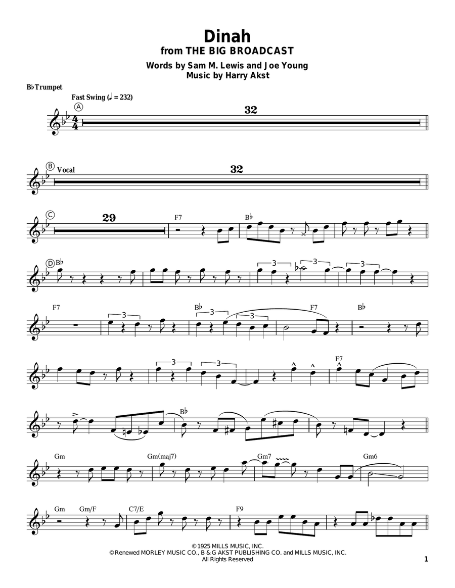 Dinah Dinah Trumpet scores gallery preview page 1