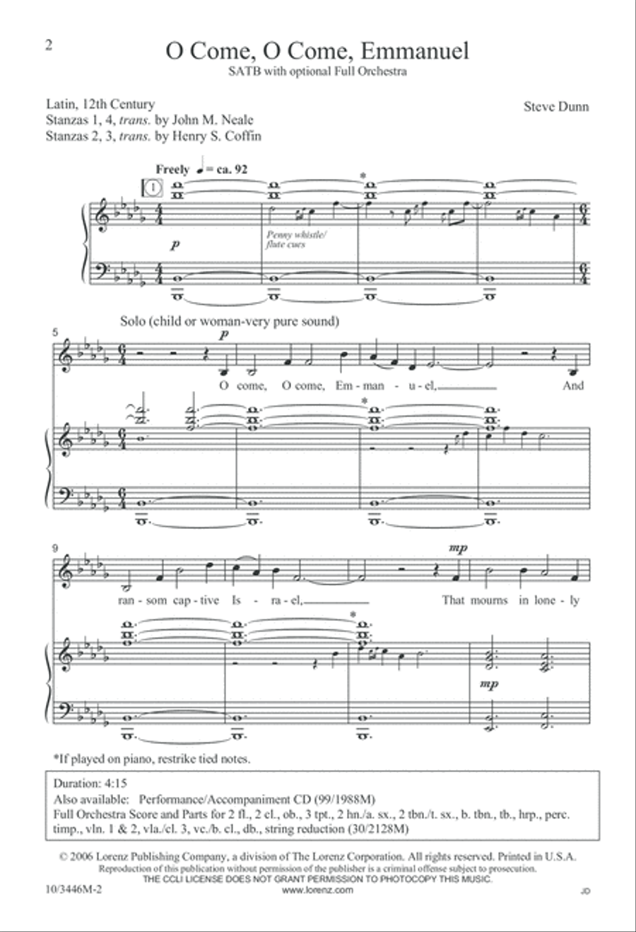 O Come, O Come, Emmanuel 4-Part scores gallery preview page 2
