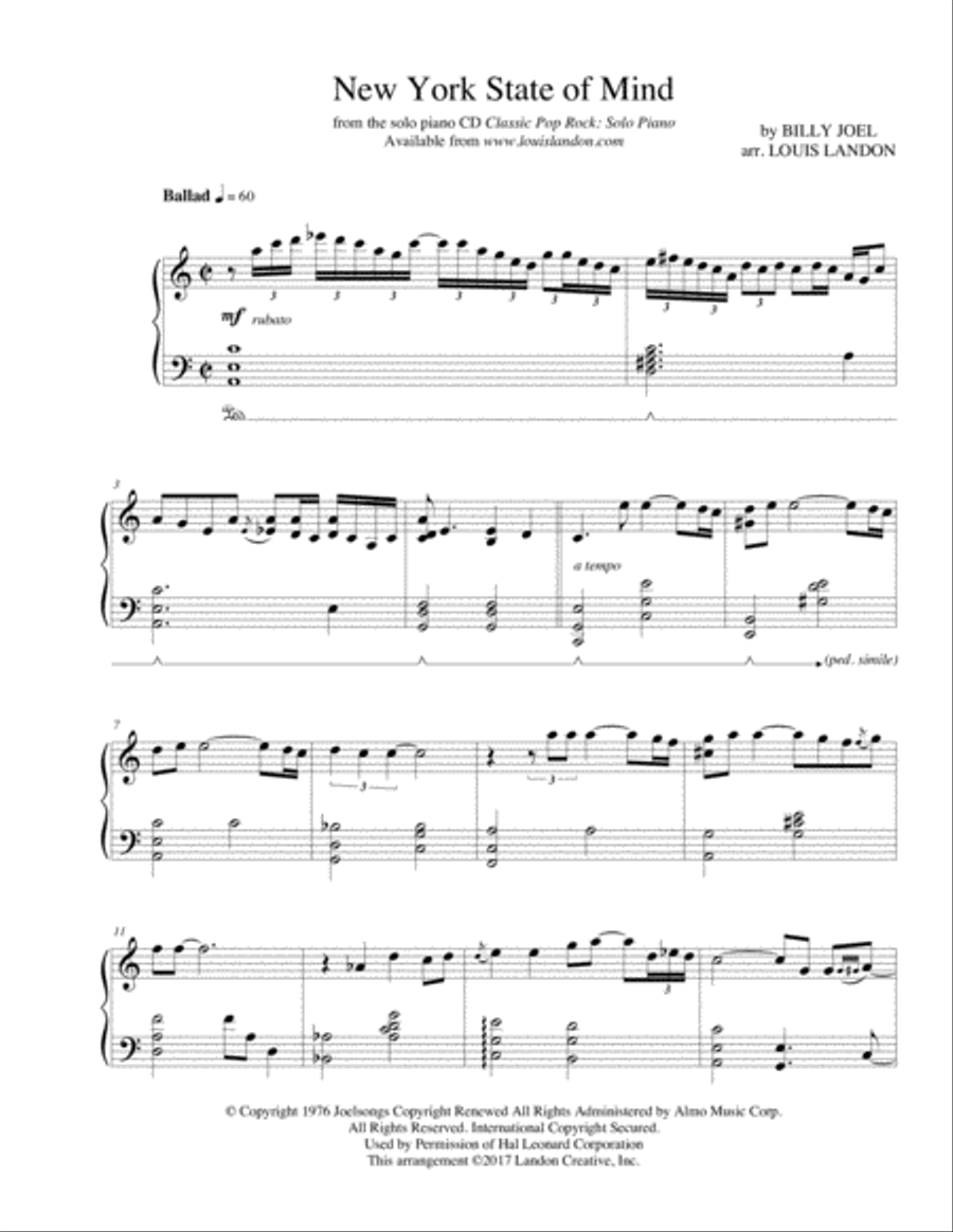 New York State Of Mind Piano Solo scores gallery preview page 2