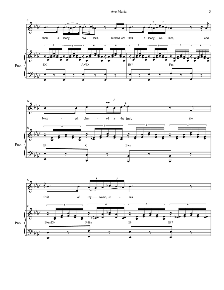 Ave Maria (English Lyrics - Medium/High Key - Piano accompaniment) Piano, Vocal scores gallery preview page 4