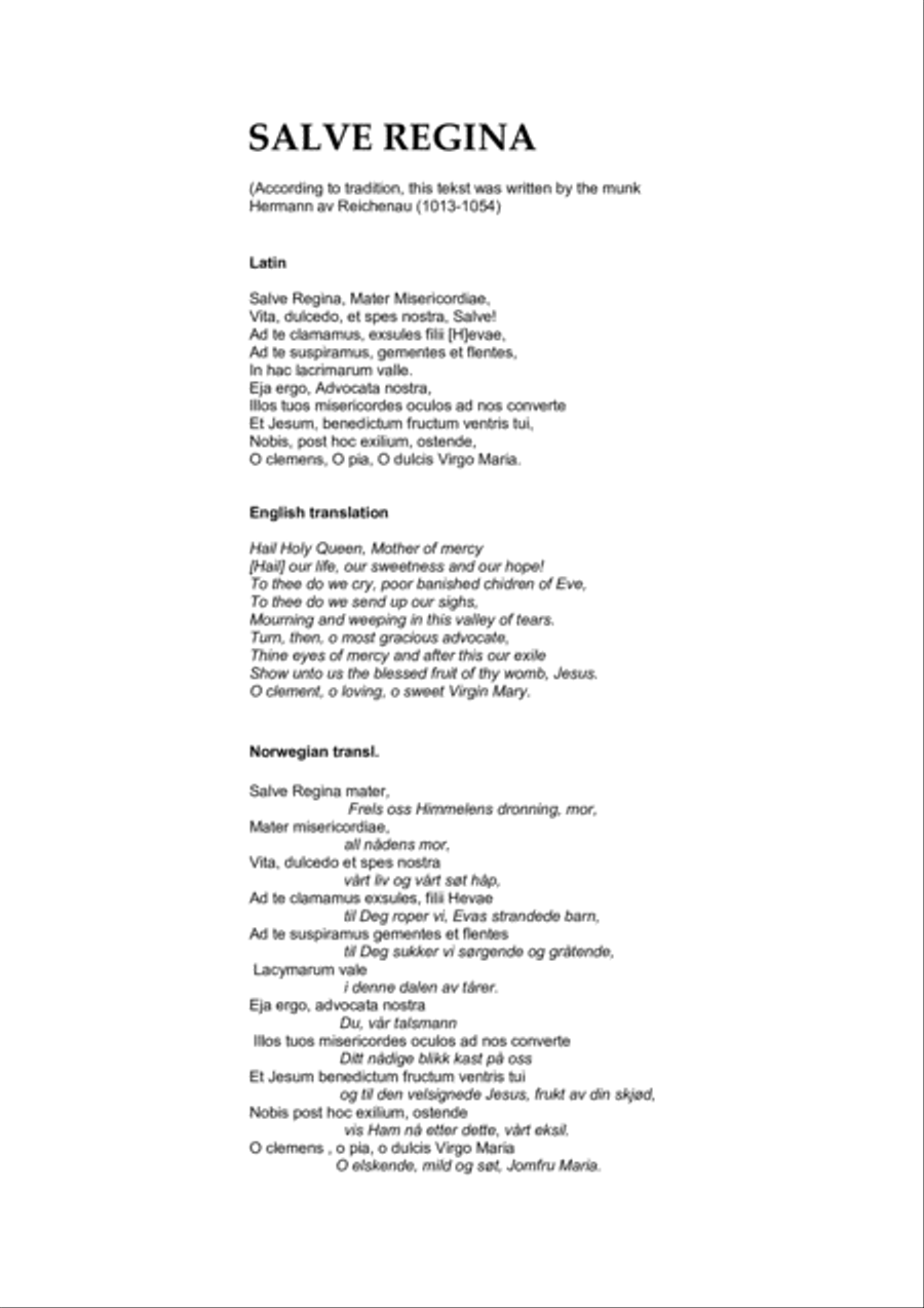 SALVE REGINA for SATB choir and organ 4-Part scores gallery preview page 2
