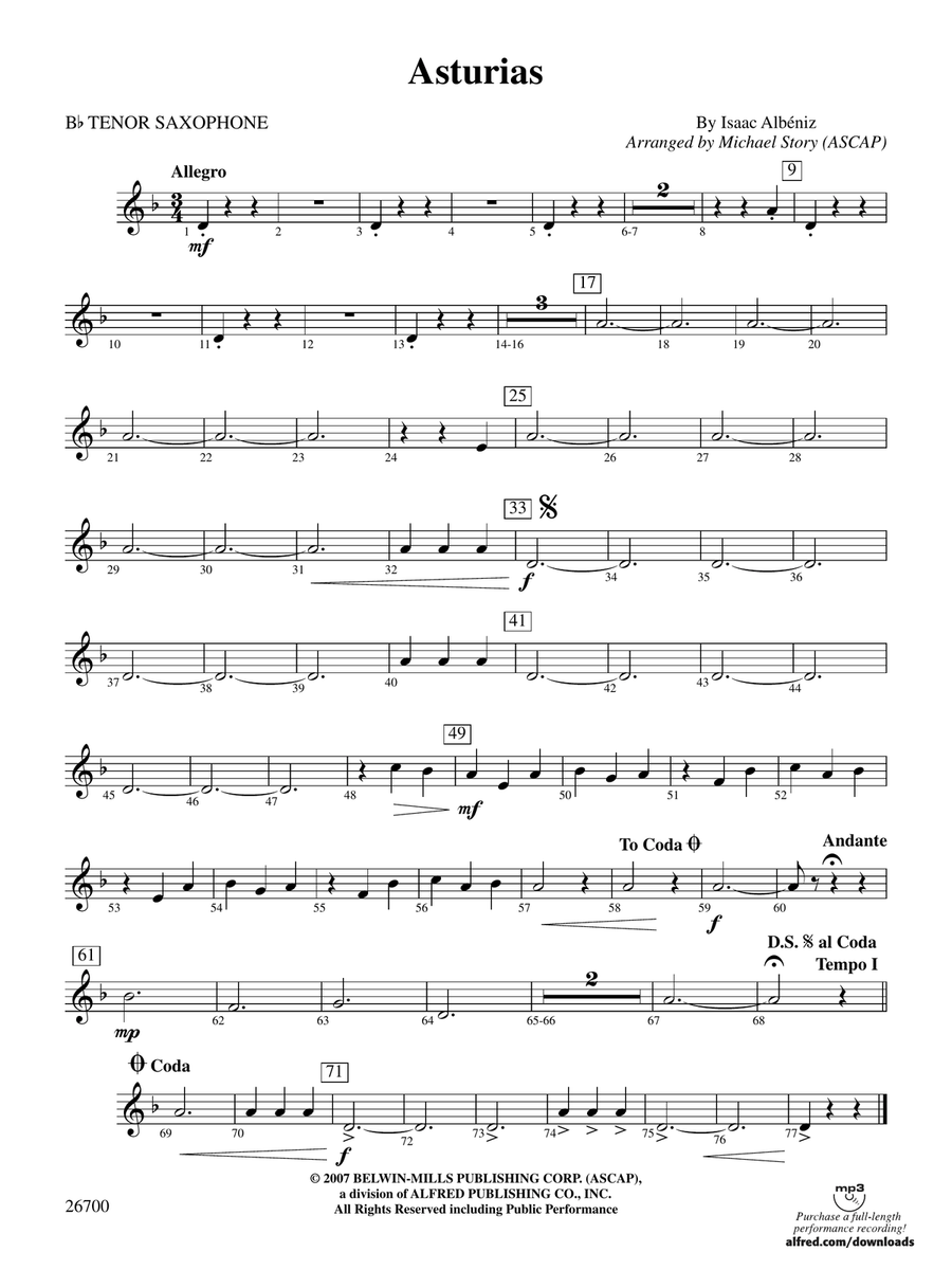 Asturias: B-flat Tenor Saxophone