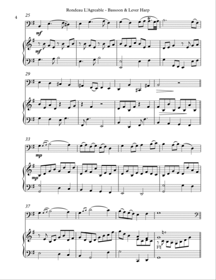 Rondeau L’Agreable, Duet for Bassoon & Lever Harp