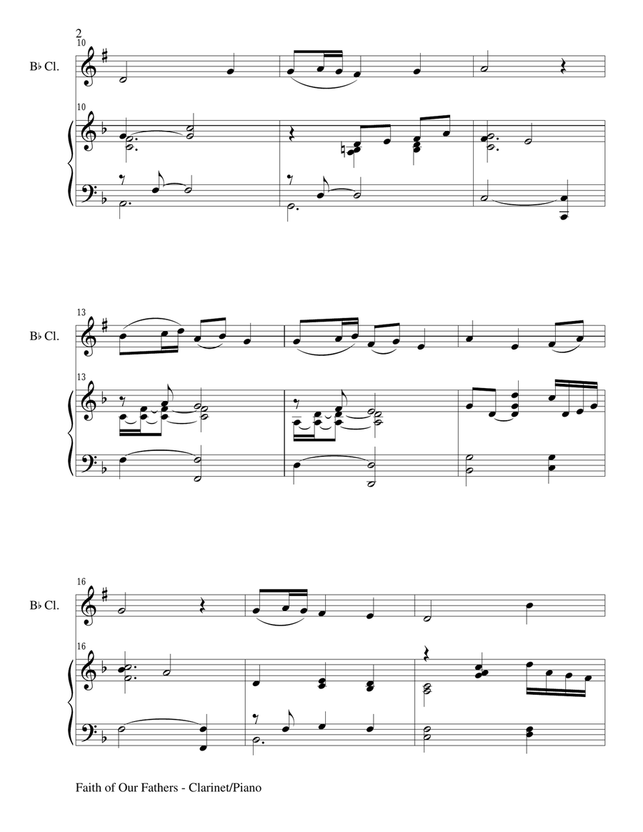 FAITH OF OUR FATHERS (Duet – Bb Clarinet and Piano/Score and Parts) Woodwind Duet scores gallery preview page 2