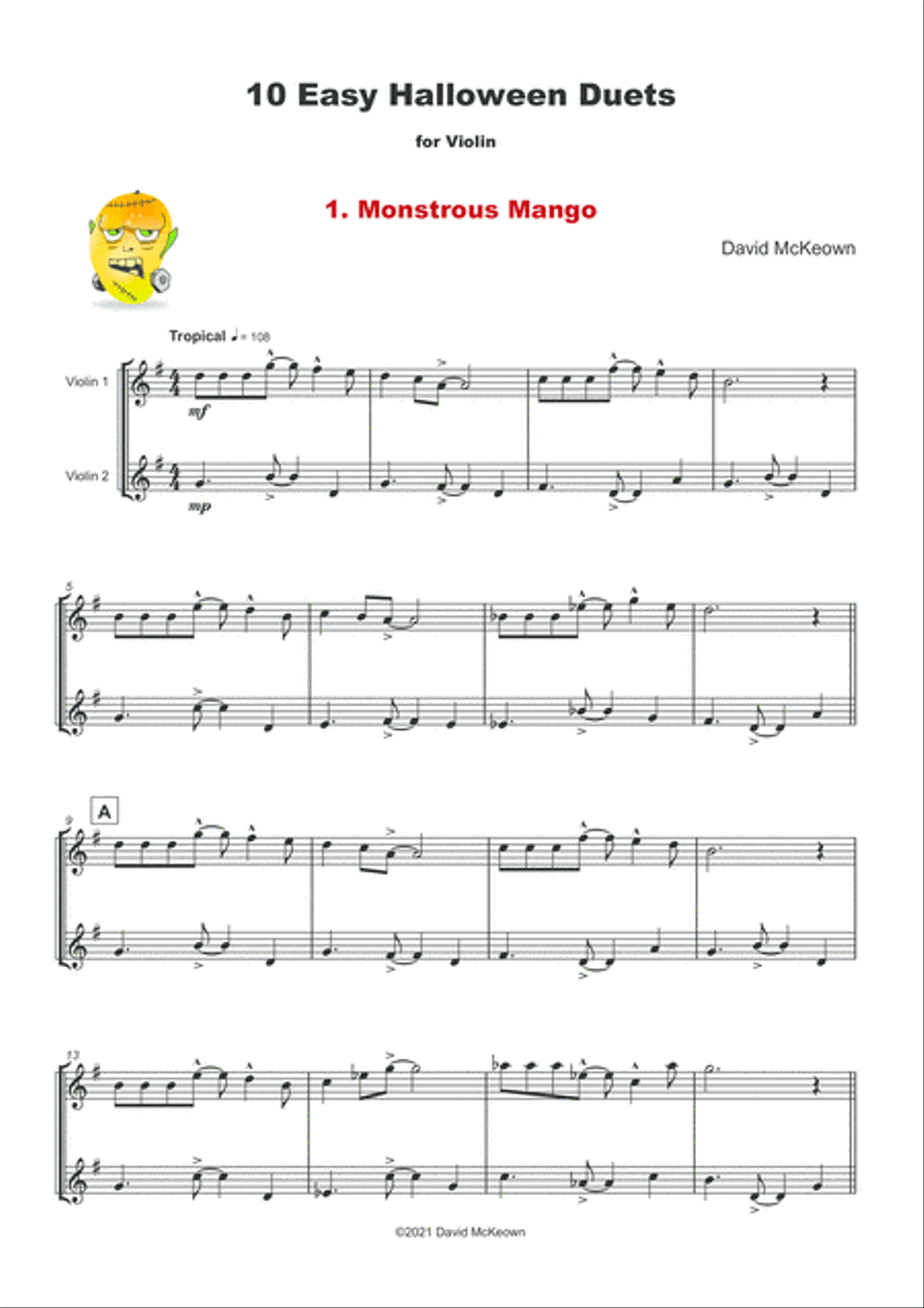 10 Easy Halloween Duets for Violin String Duet scores gallery preview page 3