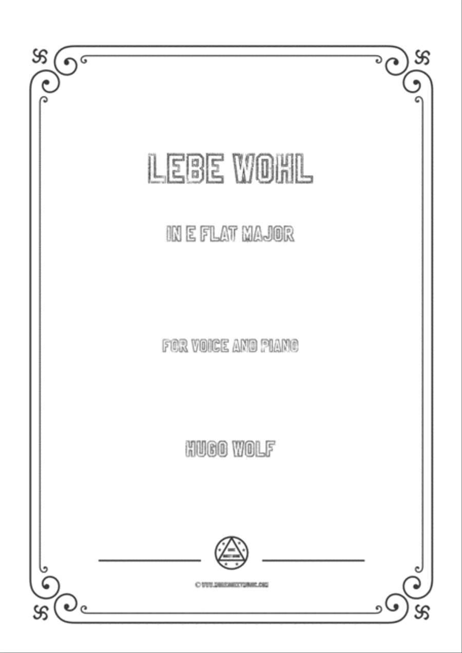 Wolf-Lebe wohl in E falt Major,for Voice and Piano Voice Solo scores gallery preview page 1