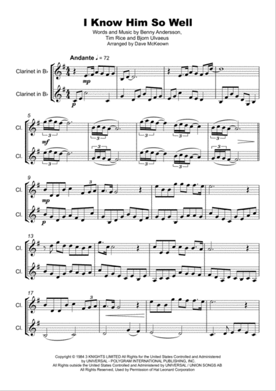 I Know Him So Well Clarinet Duet scores gallery preview page 2