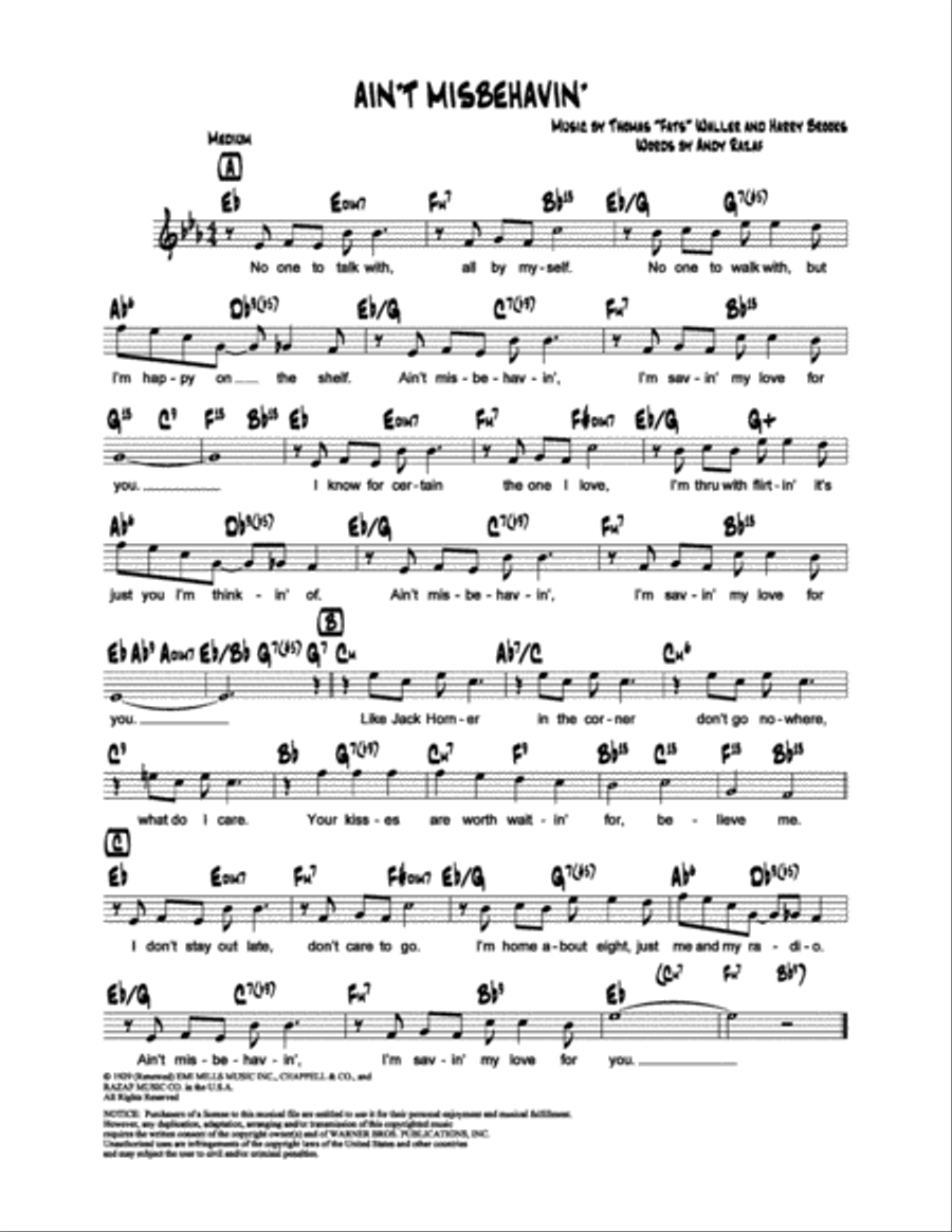 Ain't Misbehavin' Ain't Misbehavin' School and Community scores gallery preview page 1