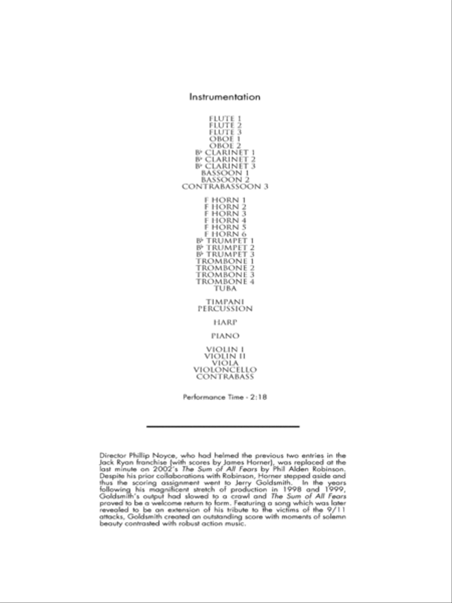 The Sum Of All Fears - Score - Score Only Full Orchestra scores gallery preview page 2