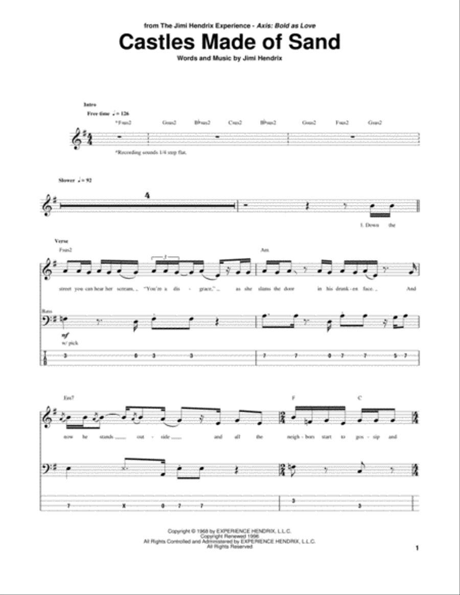 Castles Made Of Sand Guitar Tablature scores gallery preview page 1