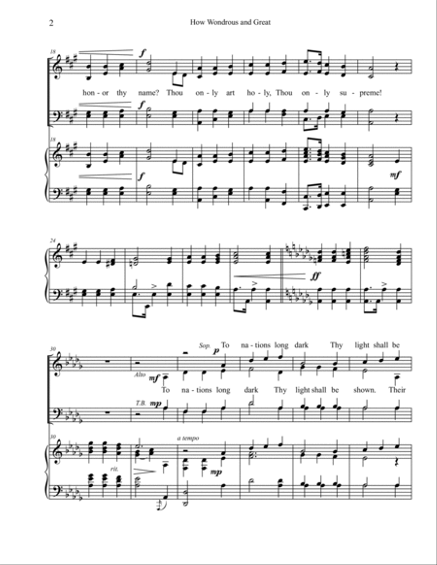 How Wondrous and Great 4-Part scores gallery preview page 3