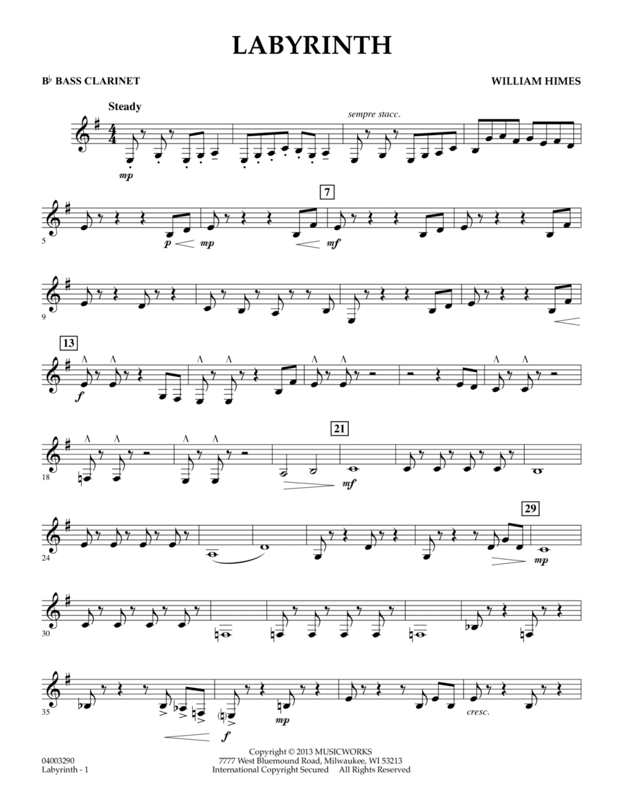 Labyrinth - Bb Bass Clarinet Concert Band scores gallery preview page 1