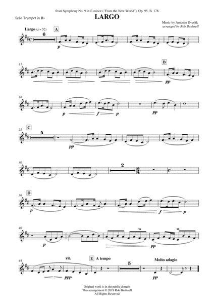 Largo from Symphony No.9 ("From the New World") (Dvorak) - Theme for Solo Trumpet and Piano image number null