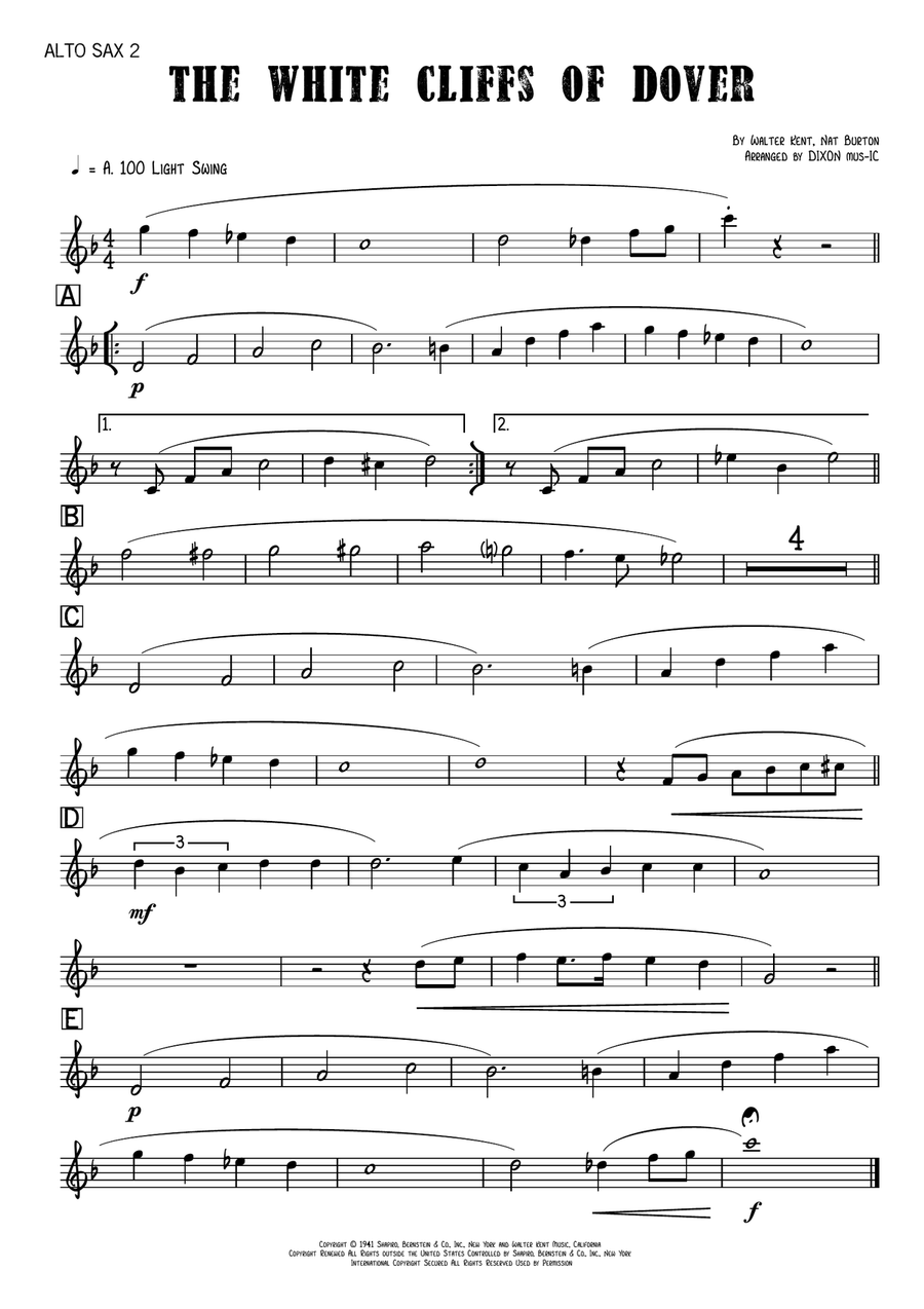 (there'll Be Bluebirds Over) The White Cliffs Of Dover Jazz Ensemble scores gallery preview page 2
