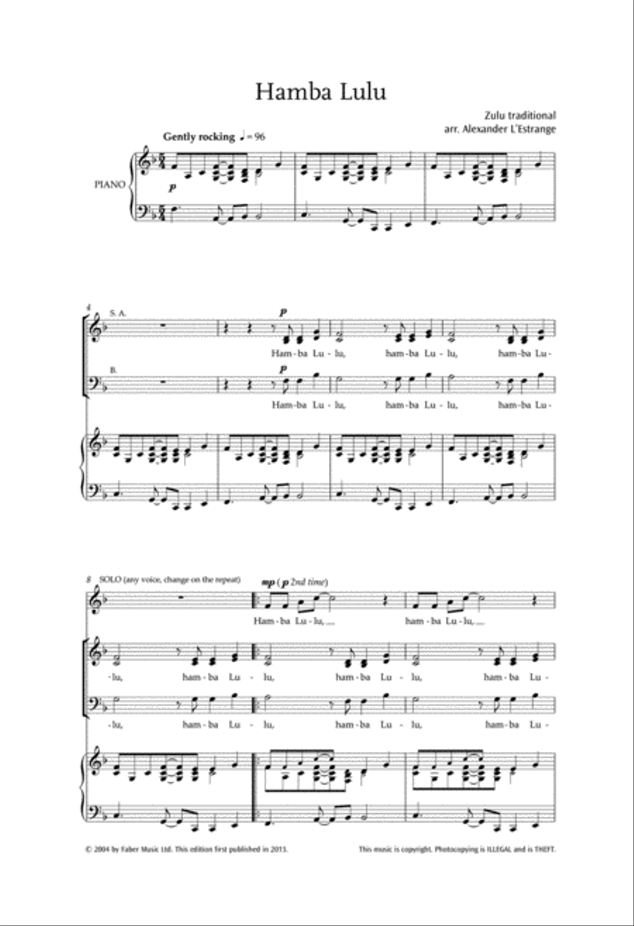 Hamba Lulu Hamba Lulu 3-Part scores gallery preview page 2